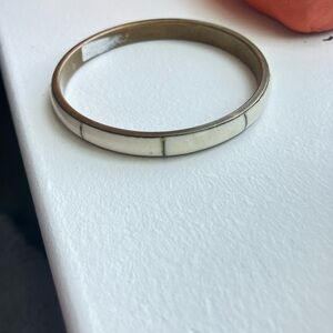 Vintage Mother of Pearl and Brass Bangle Bracelet